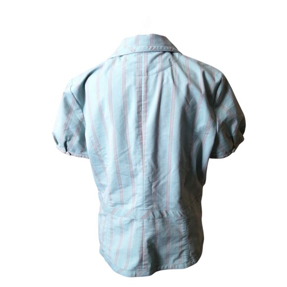 Robert Graham Women's Large Striped 3 Button Closure Top Blouse Short Sleeve - Picture 5 of 8